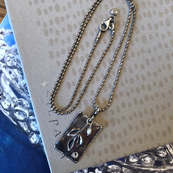 Vintage Silpada Sterling Silver Leaf Sprig Logo Pendant Necklace N2275 - Picture 12 of 16
